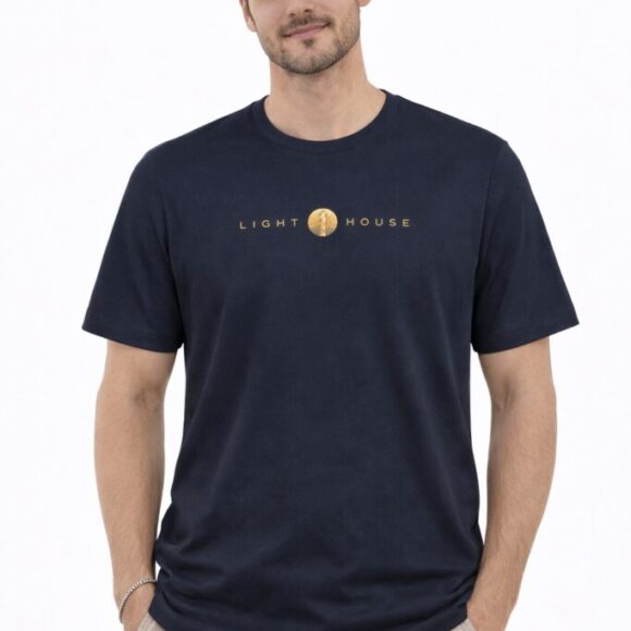 Polo Silk Premium Hombre Light House Manga Corta Azul Oscuro Lite